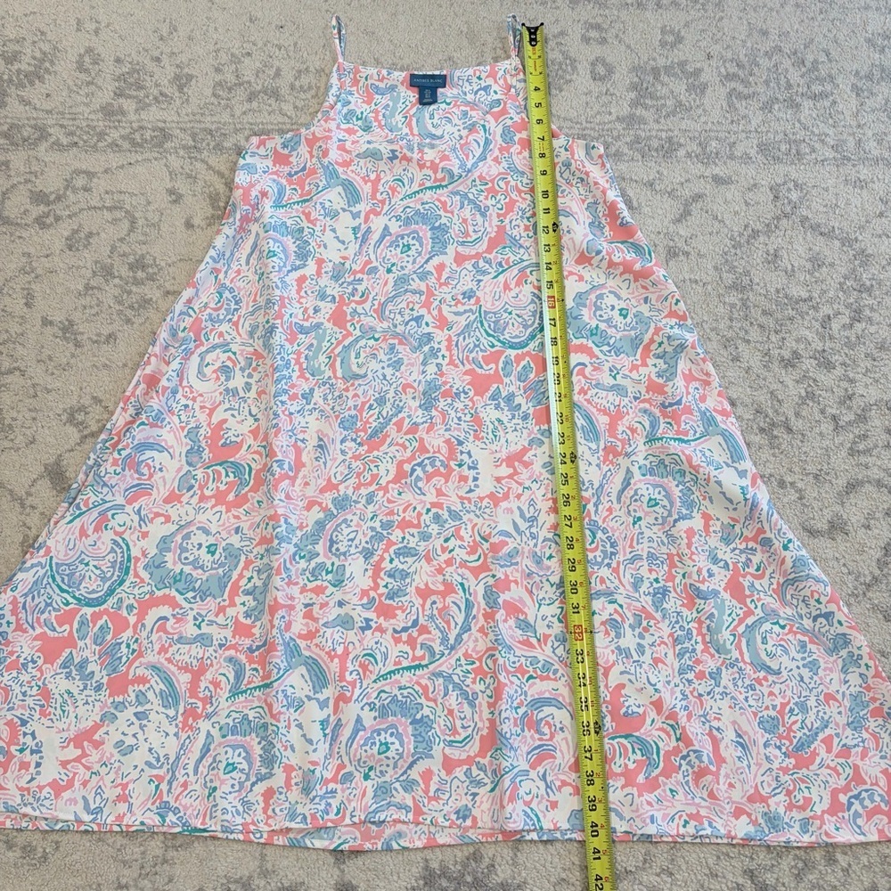 Antibes Blanc Pastel Paisley Swing Dress S Coastal Preppy Chic Flowy - Picture 6 of 8